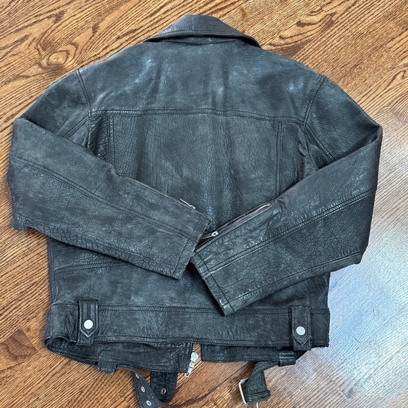 Zara Distressed Black Leather Jacket - Picture 5 of 5